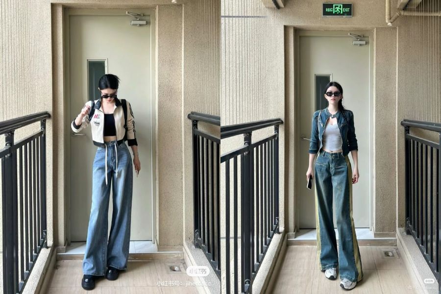 Cách phối đồ với áo khoác croptop cực hack dáng khi kết hợp cùng quần Jean