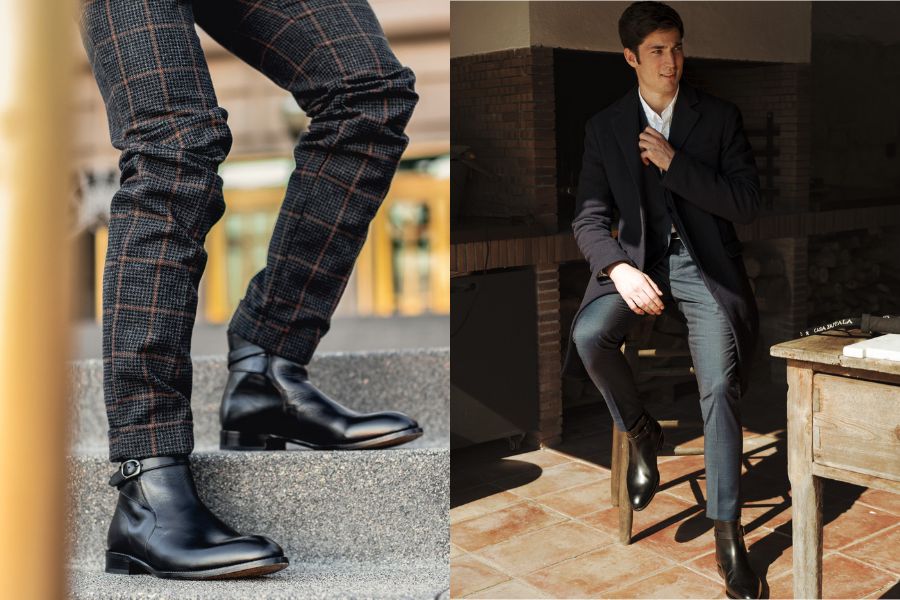 quần trouser phối cùng Jodhpur boots