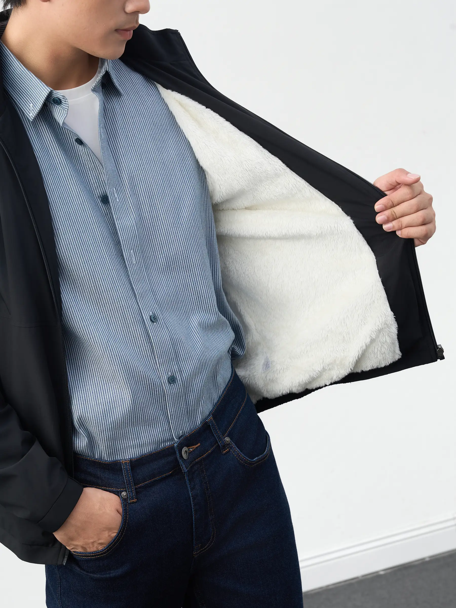 Áo Khoác Nam Lót Lông J-FurTech 5S Fashion Phom Slimfit M0AKH25005