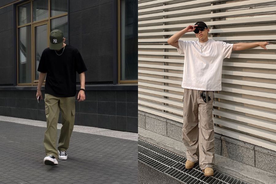 áo thun oversize phối quần túi hộp