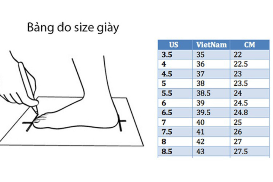 Size giày EU và size Việt Nam
