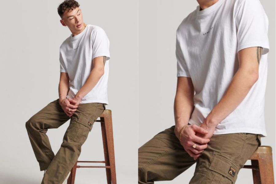 Quần cargo pants nam + áo thun