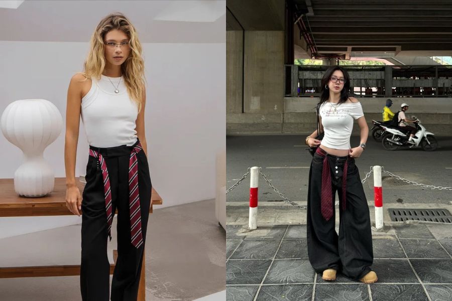 sử dụng cà vạt làm thắt lưng