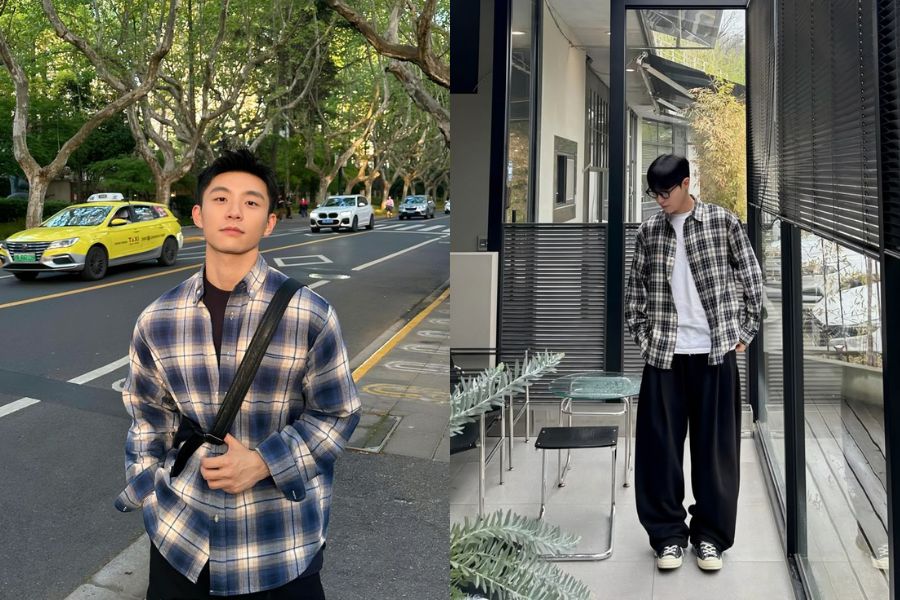 Áo sơ mi họa tiết mix quần Jeans nam