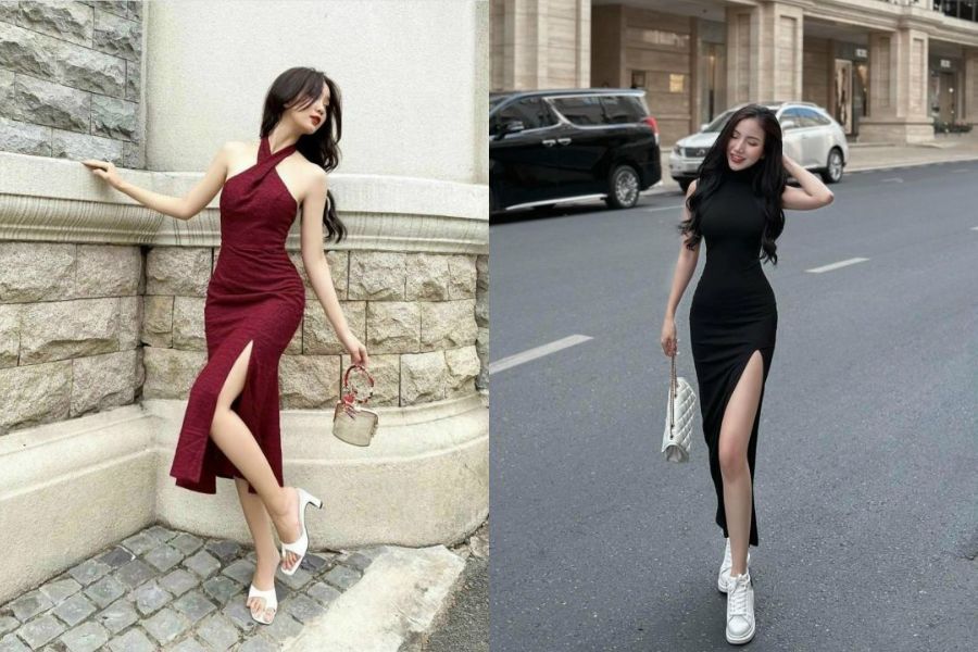 Váy xẻ tà ôm nhẹ tôn hông