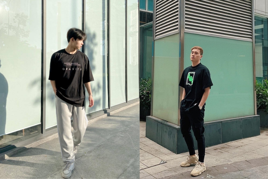 Quần jogger kết hợp áo thun oversize