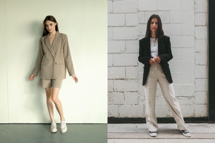 Áo blazer phối sneaker