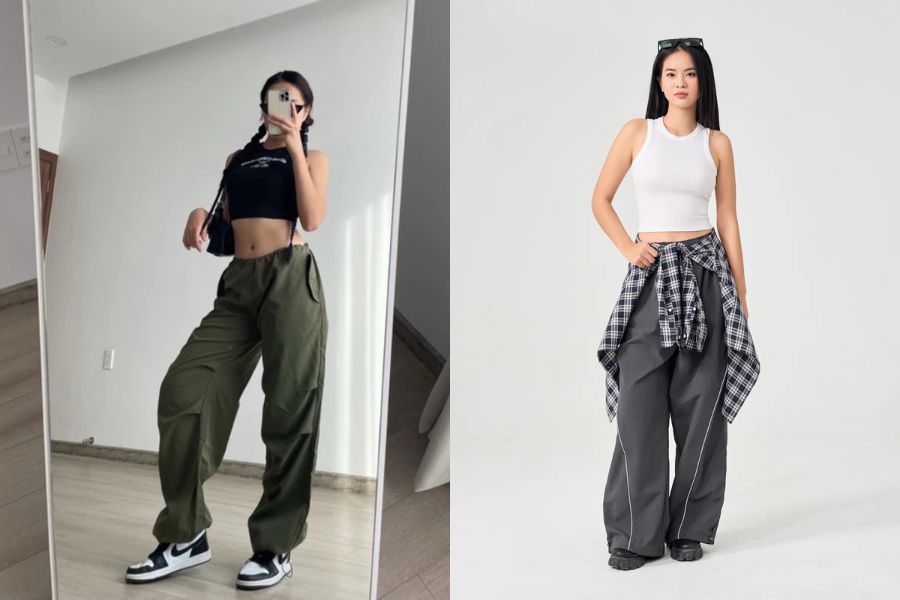 Áo ba lỗ kết hợp với quần jogger thể thao