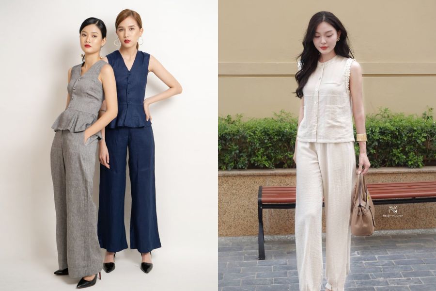 Chất liệu linen cùng tông màu sẽ giúp bạn trông cực kỳ nhã nhặn và sang trọng