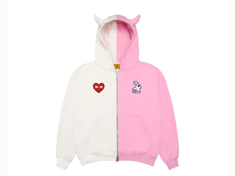 Áo hoodie nam hồng phối chiếc sừng hai màu vô cùng dễ thương và cá tính