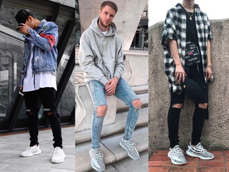 Phong cách phối đồ cực chất giữa quần Skinny jean và giày thể thao Yeezy 350 nam mang lại vẻ ngoài thu hút, hiện đại và cực cá tính cho người mặc