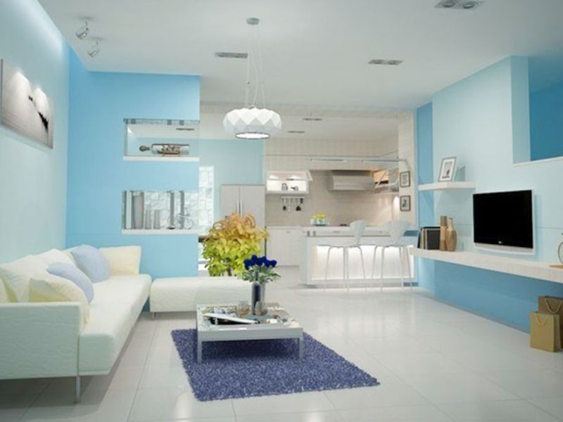 Màu xanh lơ ứng dụng trong thiết kế nội thất