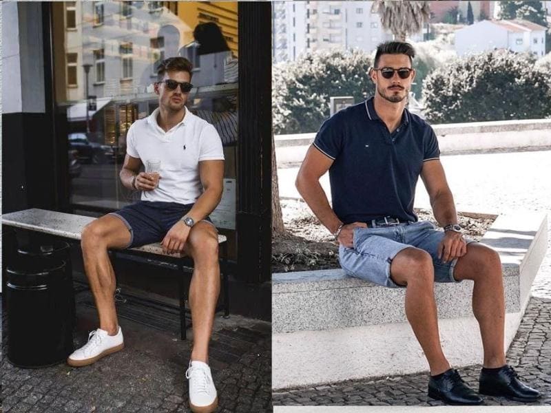 Cách phối màu quần áo mùa hè nam giữa áo polo và quần short