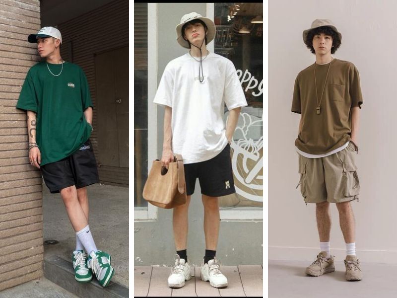 Quần short và áo thun oversize năng động