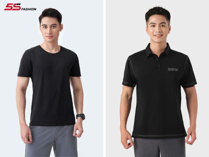 Áo T-shirt và áo polo đen hot hit được nhiều người yêu thích tại 5S Fashion 