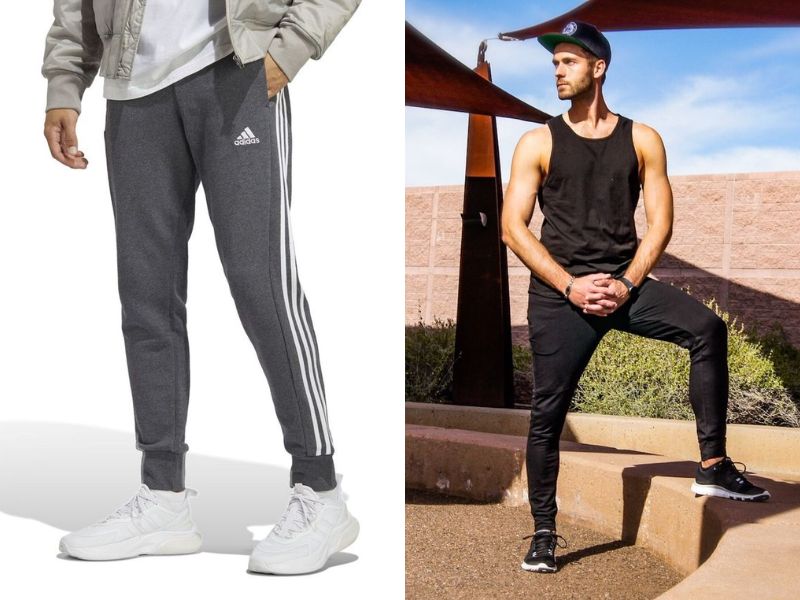 Quần jogger sọc trắng phối cùng áo thun tank top