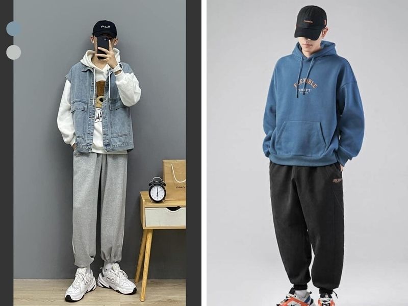 Áo hoodie nam oversize phối quần jogger