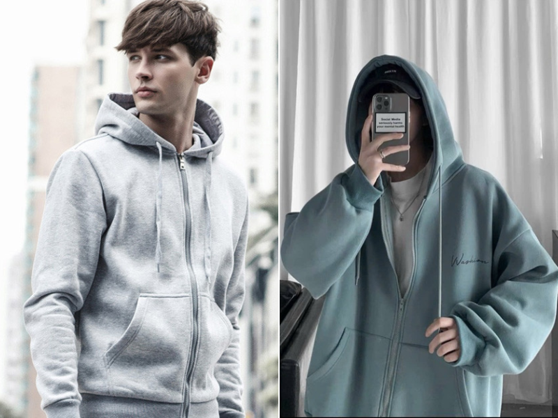 Áo hoodie kết hợp với áo thun thể hiện phong cách nhẹ nhàng, đơn giản