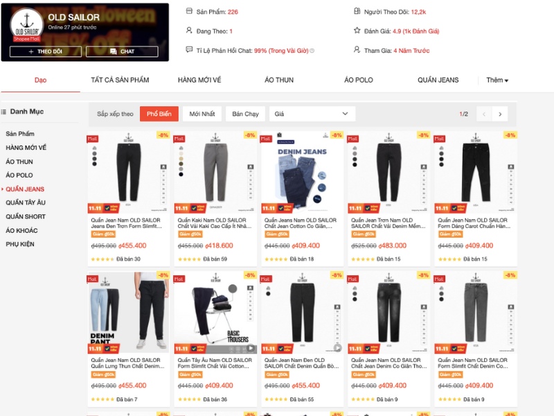 Shop bán quần jean nam big size trên shopee OLD SAILOR