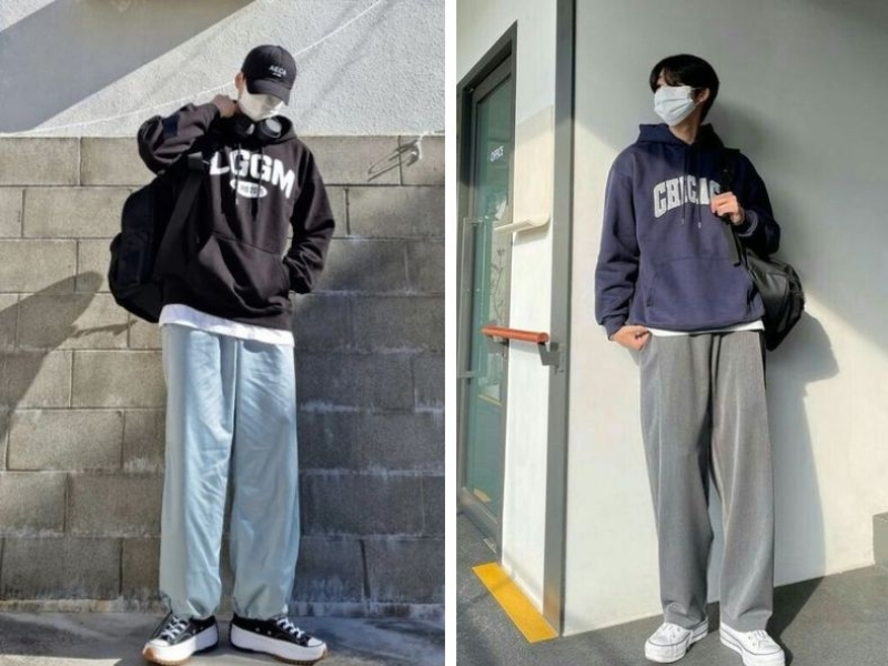 Kết hợp áo Hoodie cùng quần·ống rộng đem lại sự cá tính, năng động