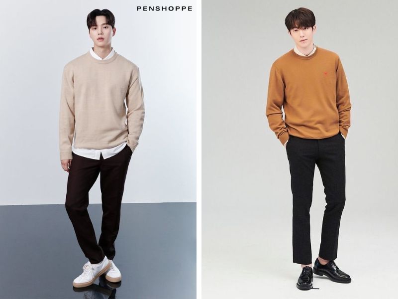 Phối áo sơ mi form rộng nam với áo sweater/ áo hoodie