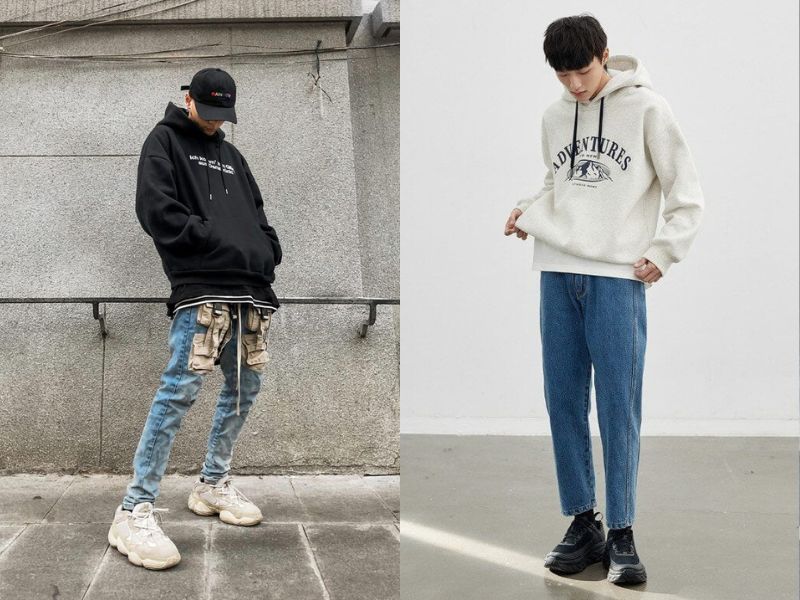 Quần Jeans mix áo Hoodie