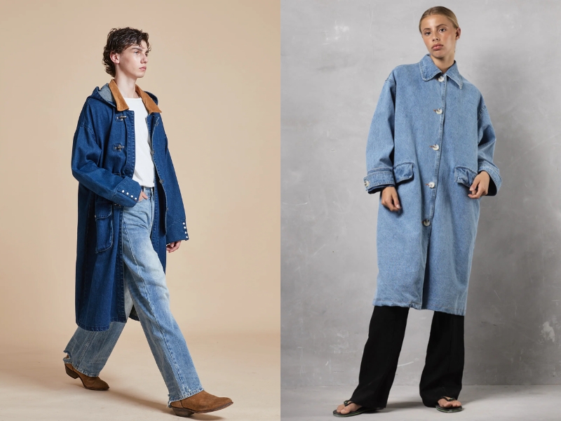 Vải may áo măng tô Denim