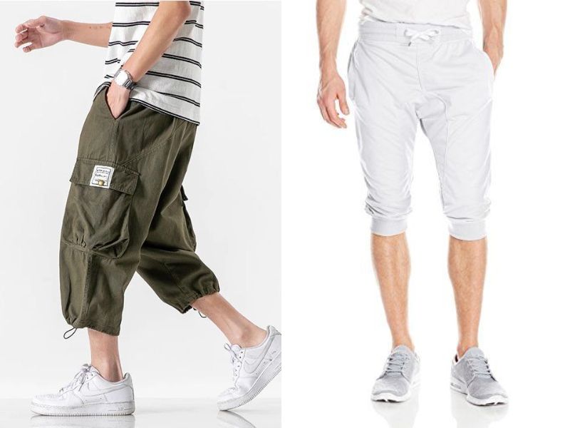 Quần jogger nam lửng phối với áo thun 