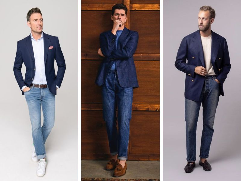 Áo blazer nam mix cùng quần jean