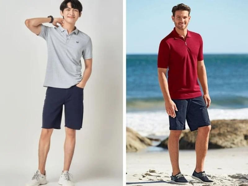 Phối hợp áo polo cùng quần short nam trung niên