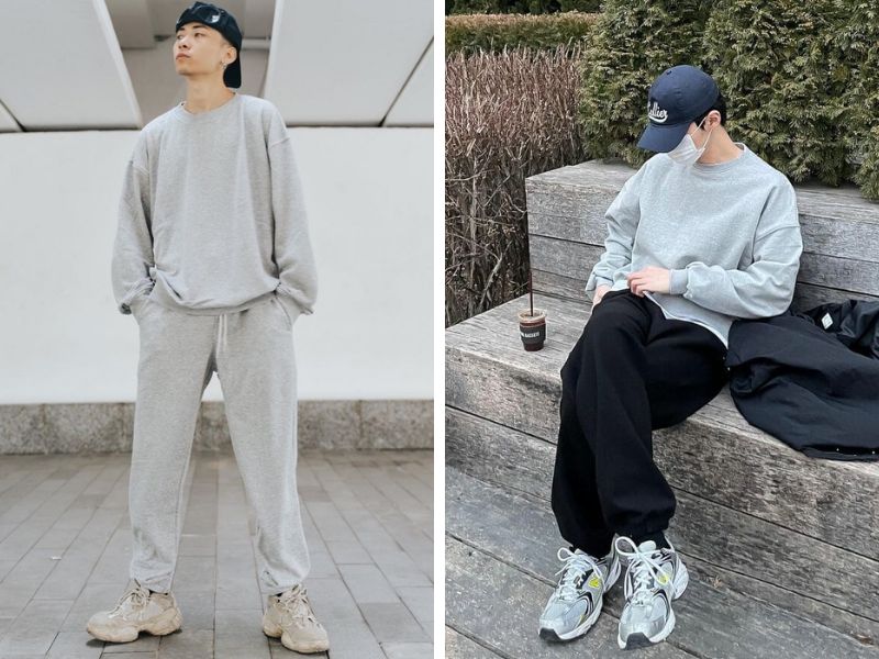 Áo sweater mặc với quần len thụng 