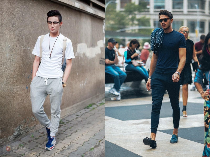 Phối đồ với quần jogger với áo thun nam