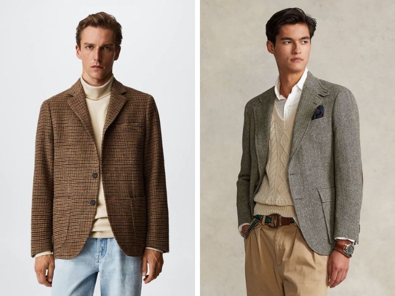 Áo len cổ lọ phối cùng với áo blazer