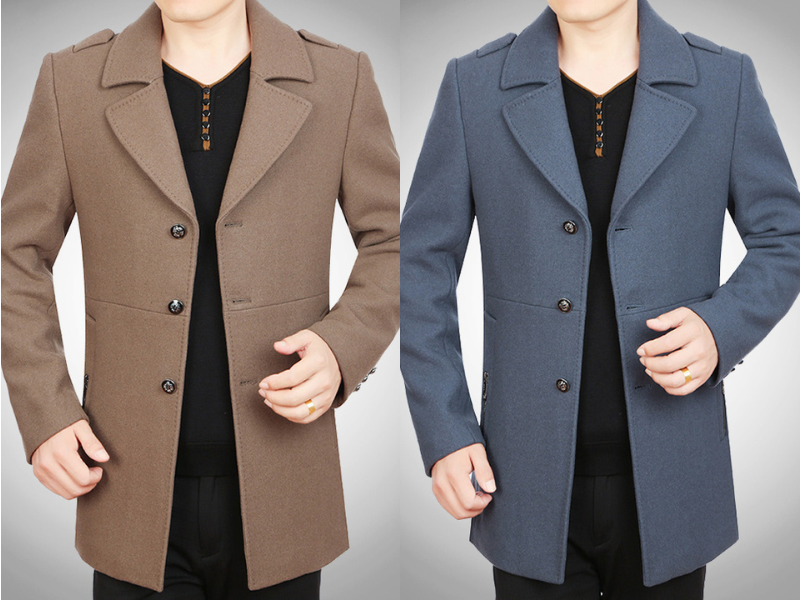  Áo khoác dạ nam trung niên Blazer phối khoá túi Baza