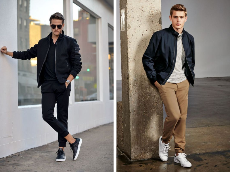 Phối quần jogger cùng áo bomber khỏe khoắn