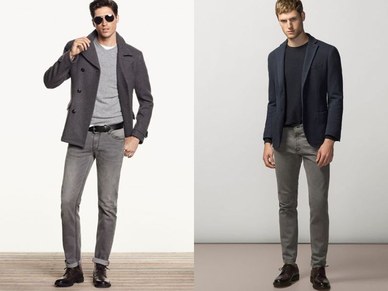 Mix quần jean xám nam với áo blazer giúp phái mạnh trở nên cá tính hơn.