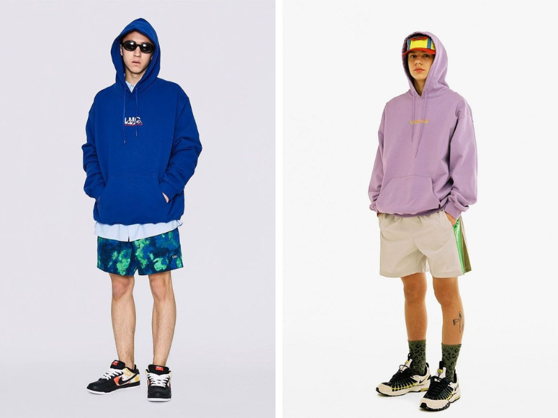 Mix quần short cho nam gầy với áo hoodie 