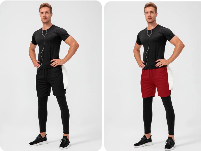 Phối đồ với quần legging nam với áo thun co dãn