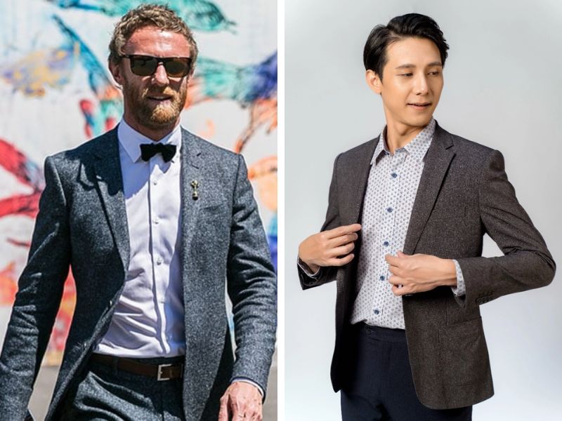 Áo blazer nam xám vải Tweed giúp quý ông dễ dàng biến hóa phong cách 