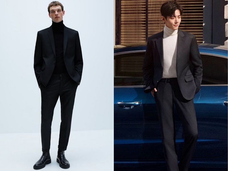 Để đa dạng hóa phong cách thời trang thì các chàng hãy thử phối áo vest nam cùng len cổ lọ
