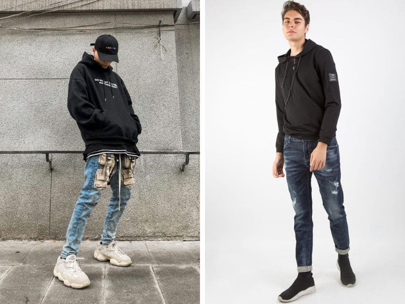 Kết hợp quần jean nam Skinny cùng áo hoodie