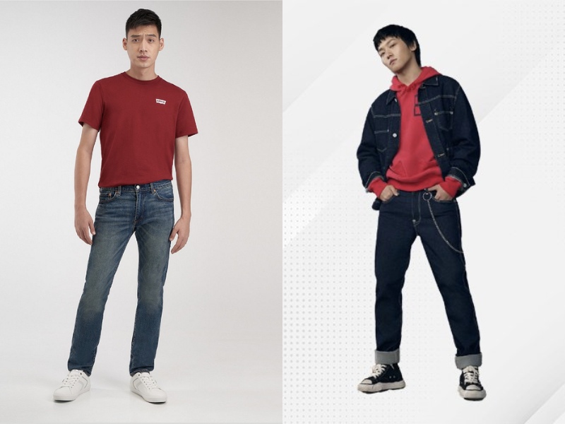 Màu Jeans xanh đậm và màu đỏ