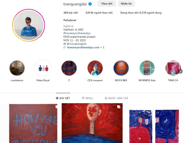 Trang Instagram phối đồ đẹp của người mẫu Quang Đại