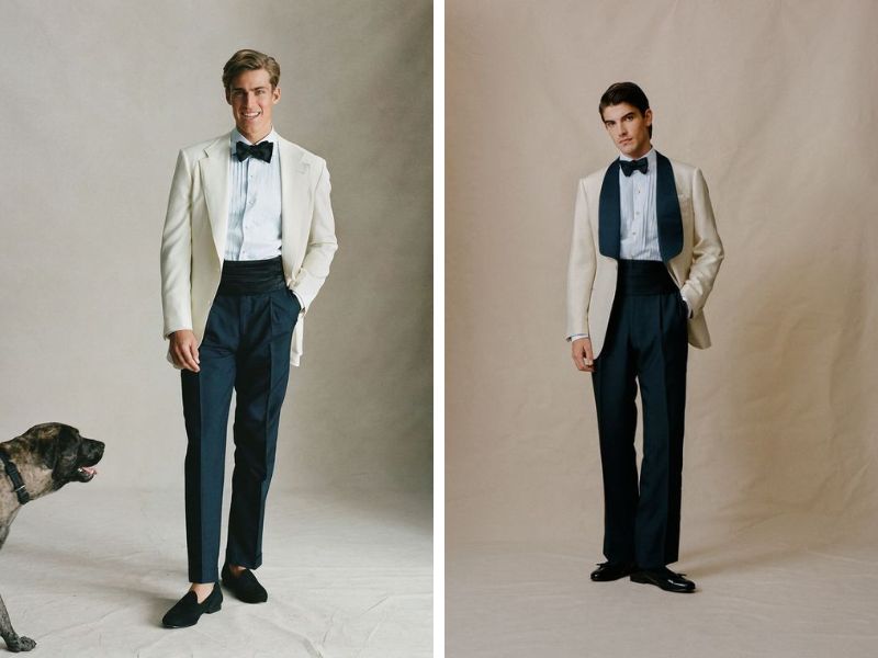 Phối nơ cổ với áo bộ Tuxedo