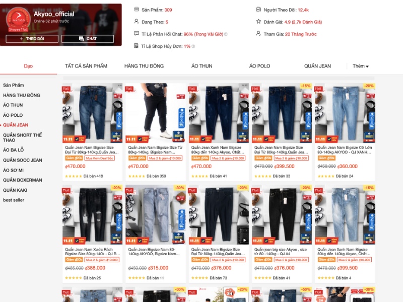 Shop bán quần jean nam đẹp trên shopee form big size - Akyoo Official