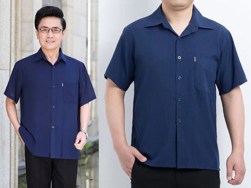 Áo sơ mi nam cộc tay màu xanh navy