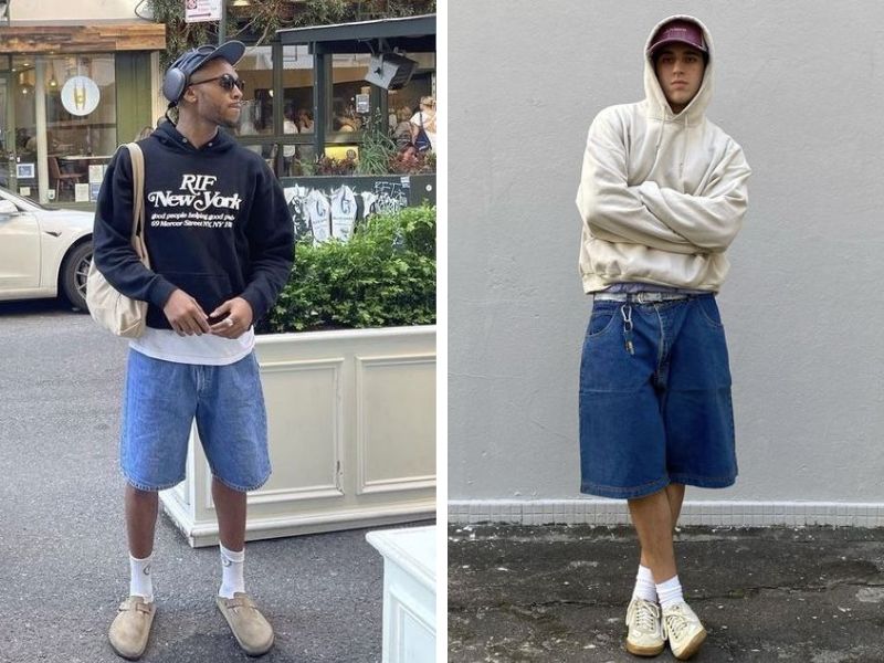 Quần jorts phối với áo hoodie