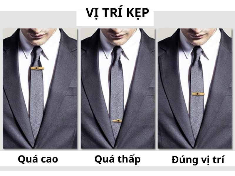 Vị trí kẹp cà vạt cũng rất cần được chú ý