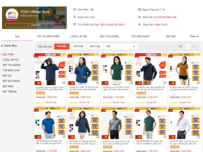 YODY - top quần áo nam Shopee uy tín, chất lượng