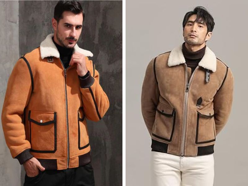 Shearling jacket cổ bẻ